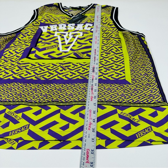 Versace La Greca Logo Silk Basketball Jersey Tank Top Size XL - Picture 13 of 14